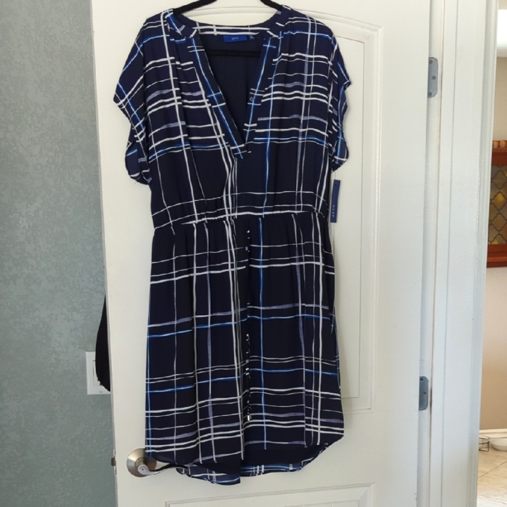 Kohl's Navy and White Checkered Dress